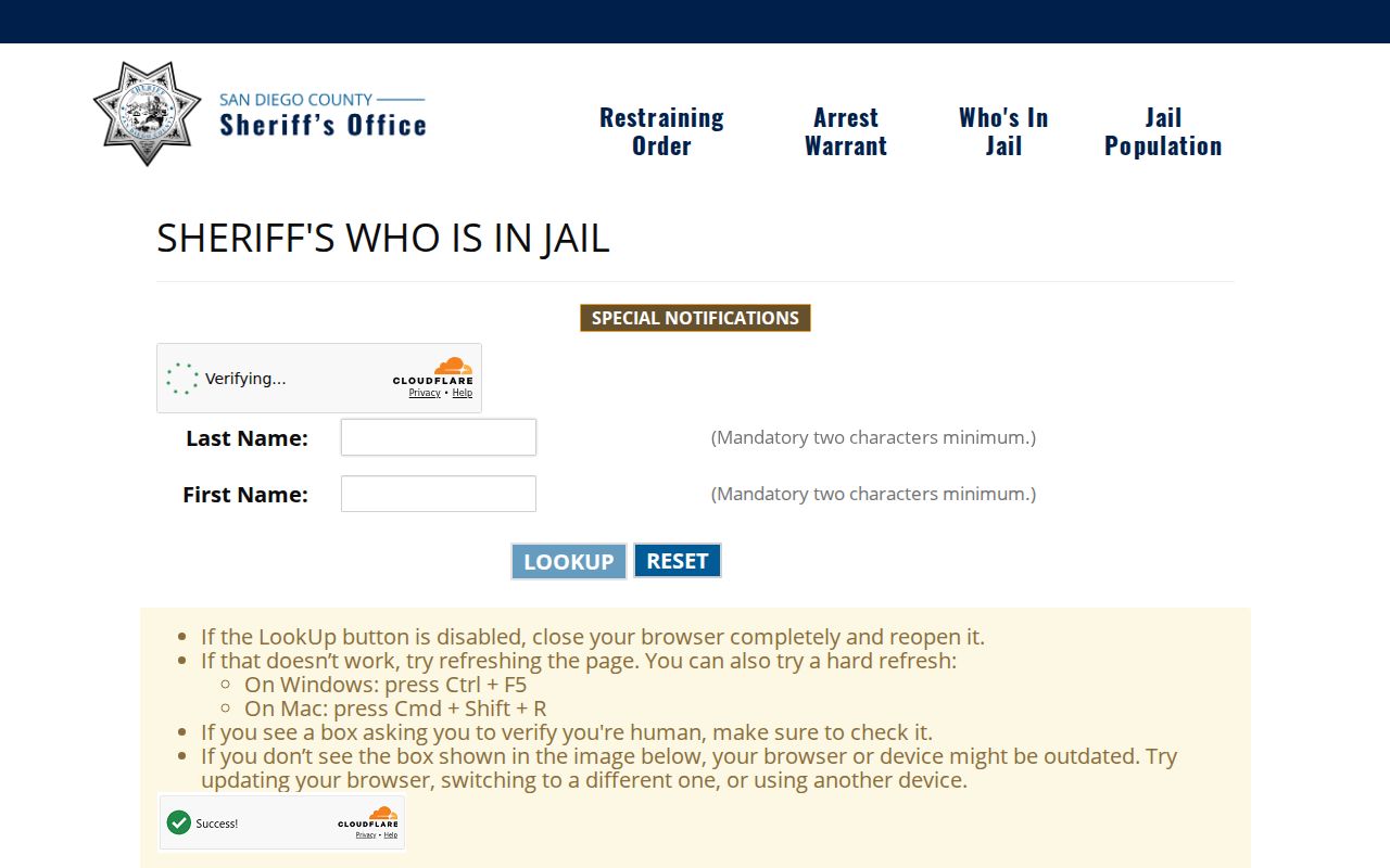 National City neighbors sheriff custody lookup