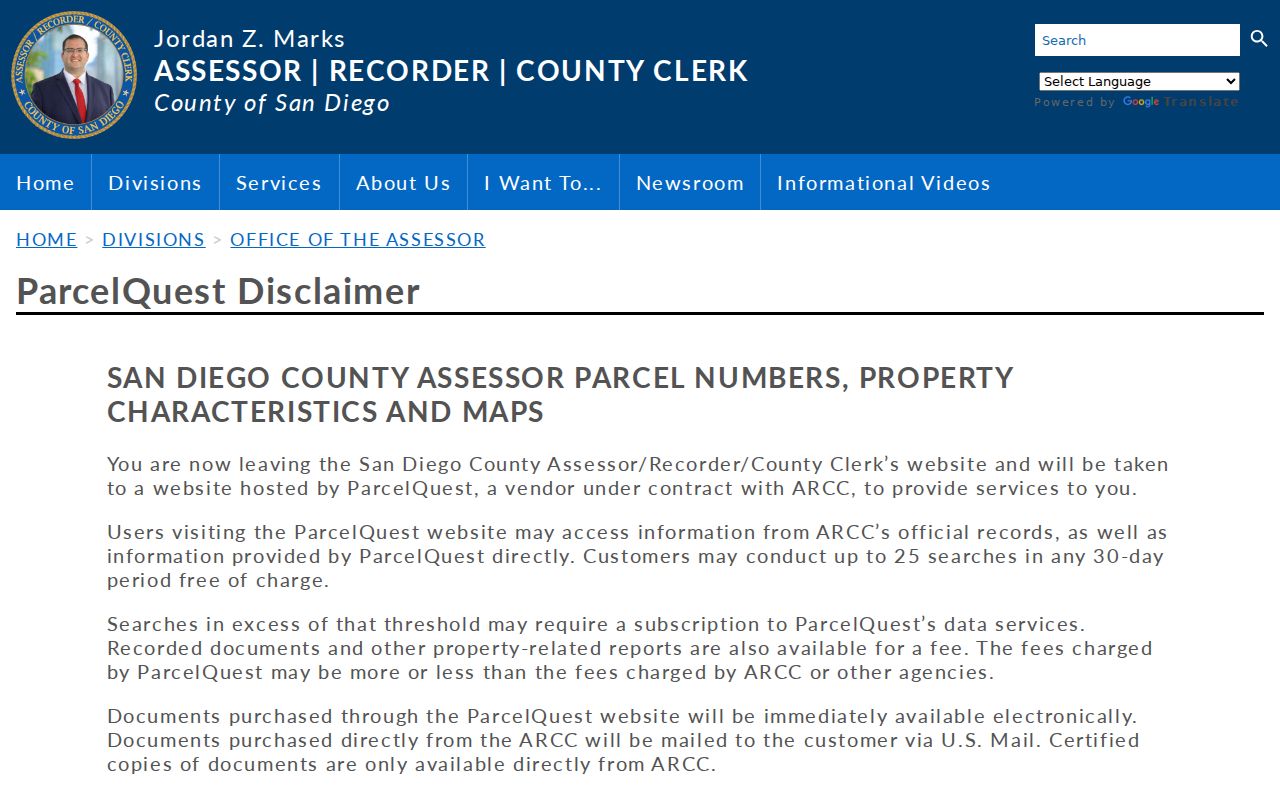 National City Street Directory ParcelQuest assessor property search
